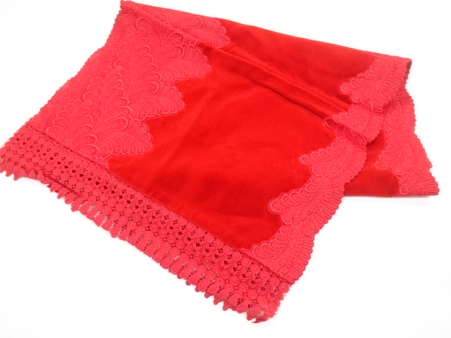 リサイクル　ビロードレース葉模様ショール